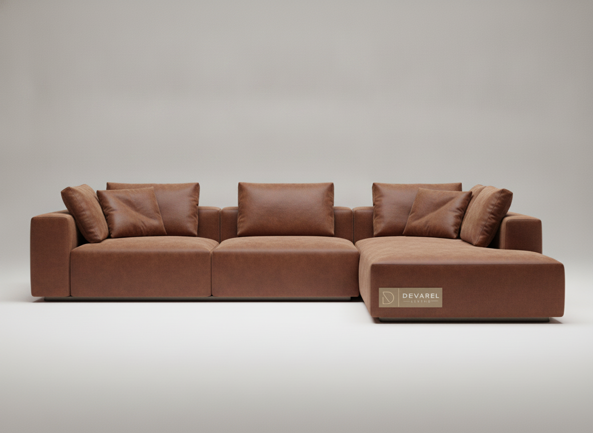 BRENT Sectional Sofa — Cognac Leder