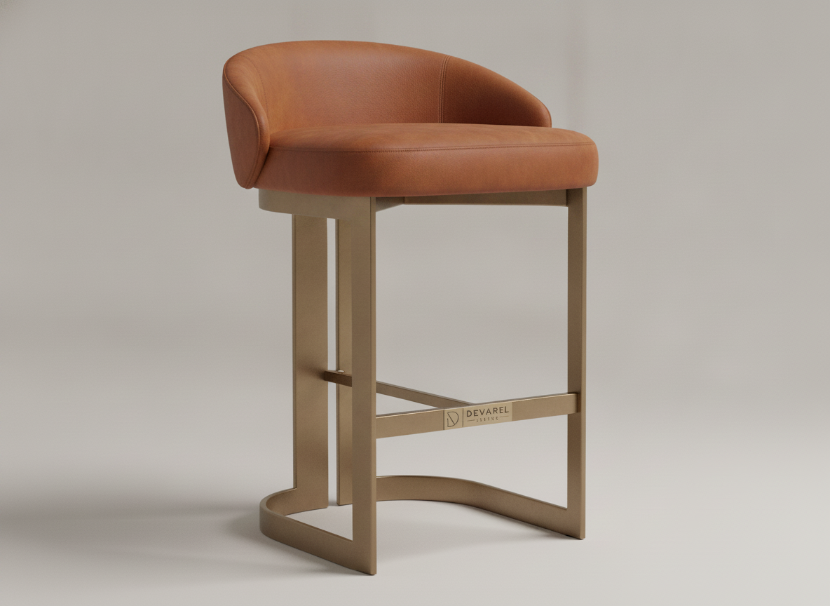 CLEMENT Counter Stool — Cognac Leder