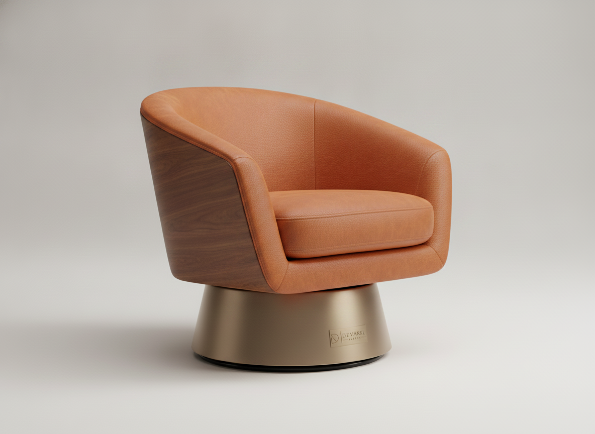 ELARA Swivel Chair — Cognac Leder