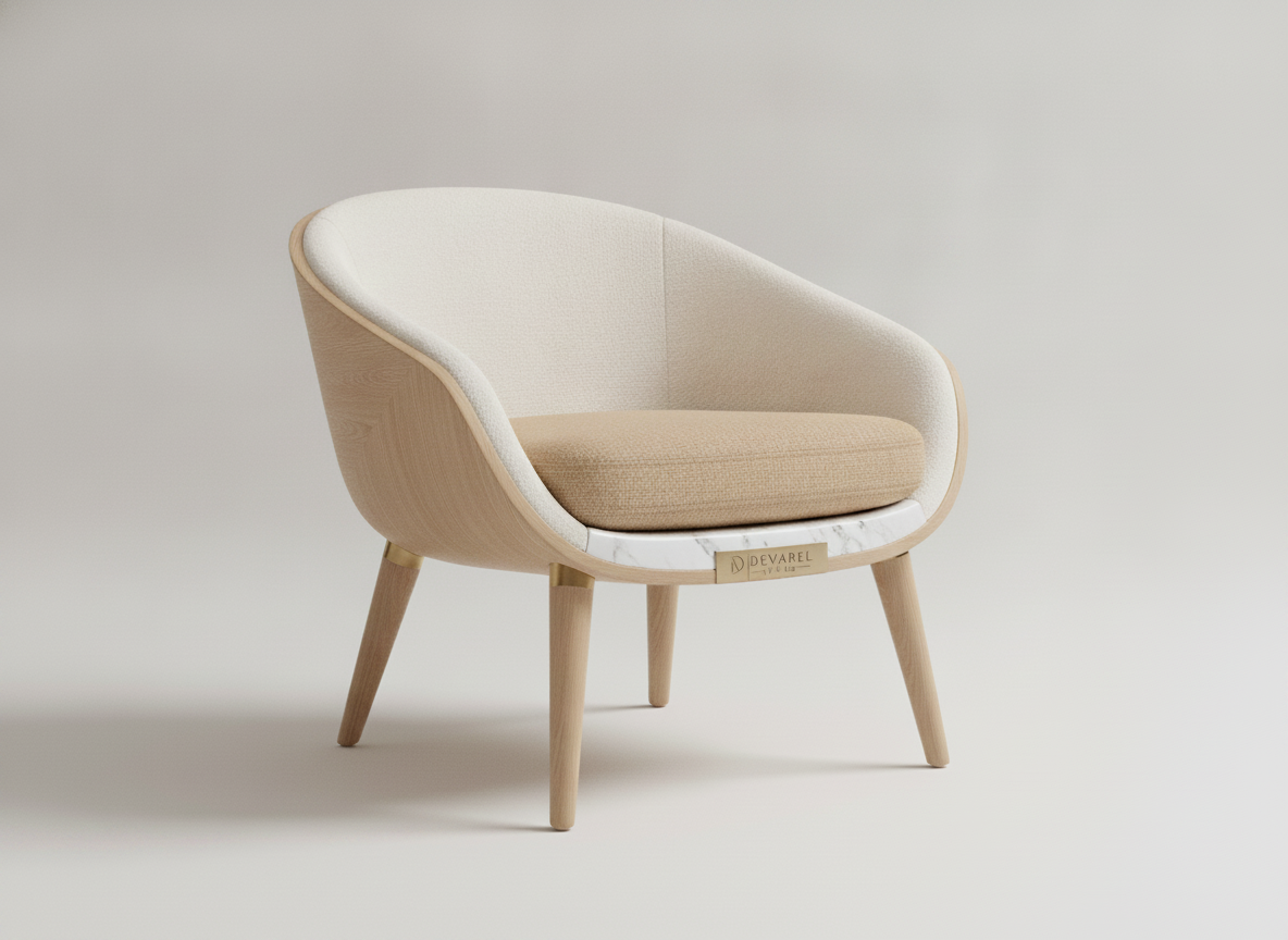 FJORD Lounge Chair — Ivory Bouclé