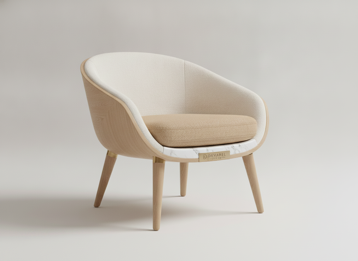 FJORD Lounge Chair — Sand Leinen