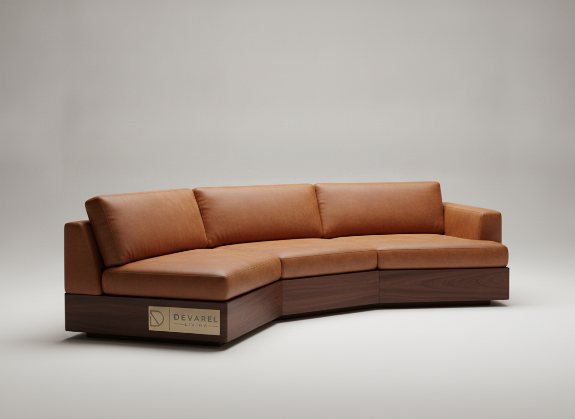 MAREL Curved Sofa — Cognac Leder