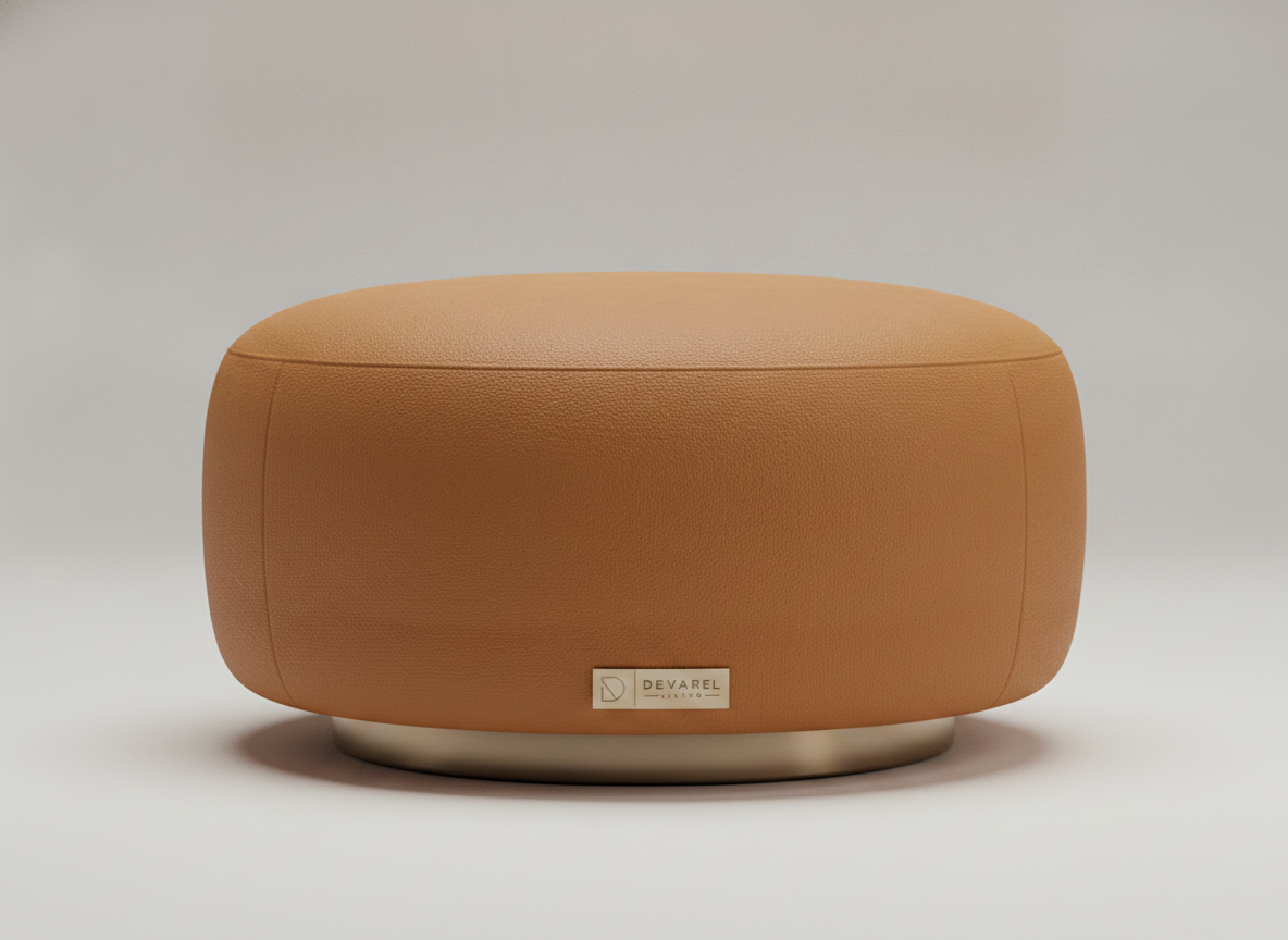 MIRA Pouf — Camel Leder
