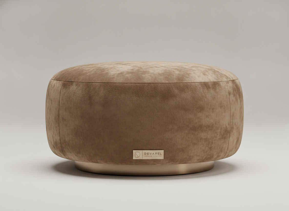 MIRA Pouf — Taupe Samt