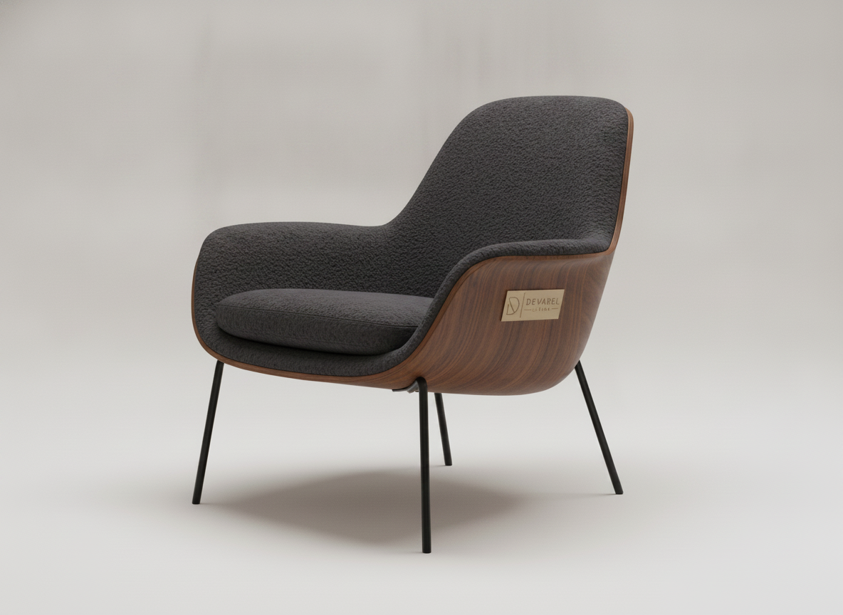 NOIRÉ Lounge Chair — Anthrazit Bouclé